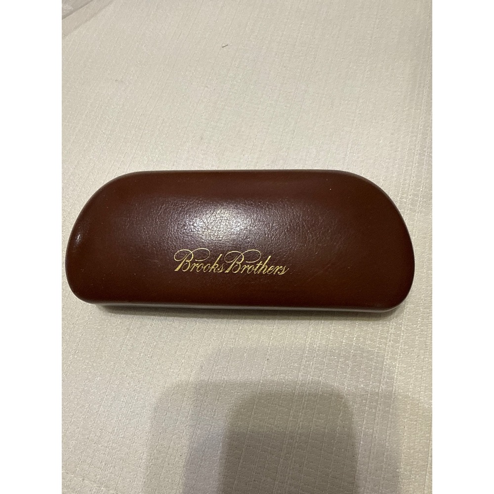Brooks Brothers Brown Hard Shell Eyeglasses Sunglasses Case Gold Logo Clamshell